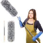 Microfiber Feather Duster with Telescopic Pole | 100 Inch Long Reach Bendable Duster for Ceiling Fan, Furniture & Blinds
