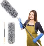Microfiber Feather Duster with Telescopic Pole | 100 Inch Long Reach Bendable Duster for Ceiling Fan, Furniture & Blinds